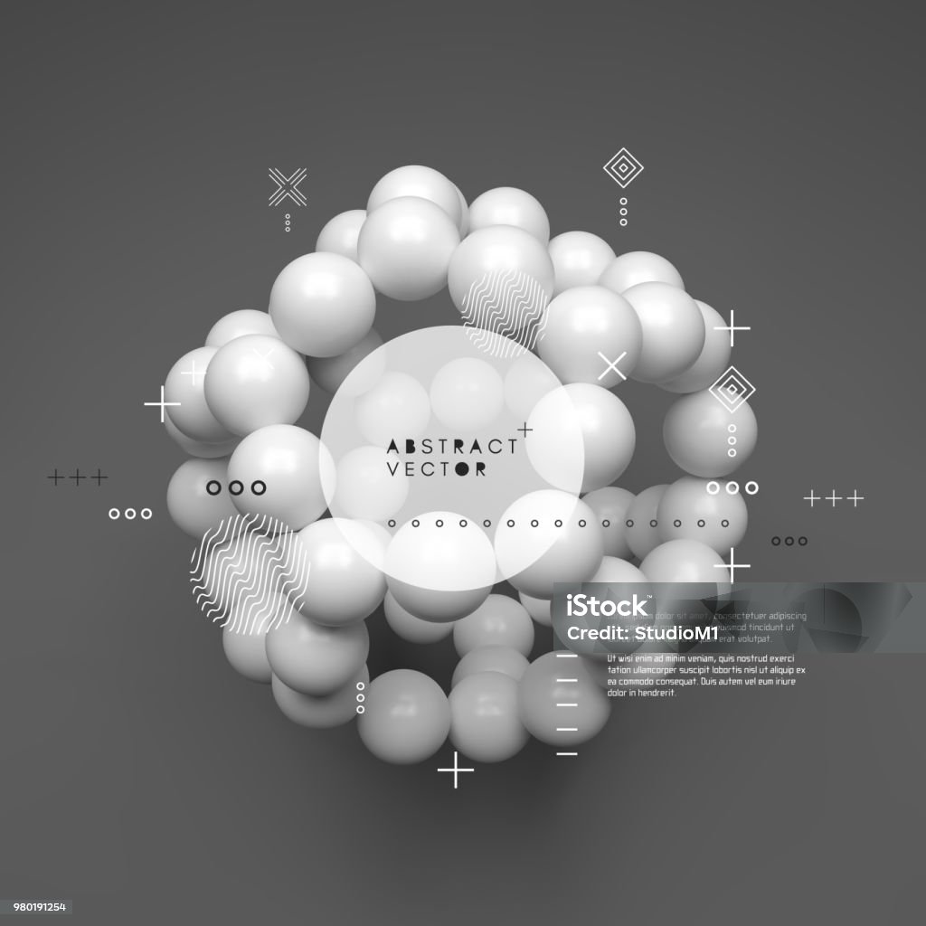 Molecule. 3D concept illustration. Vector template. Three Dimensional stock vector