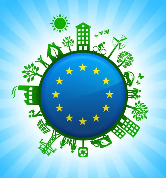 Vector illustration of Europe Union Sign on Green Environmental Conservation Background