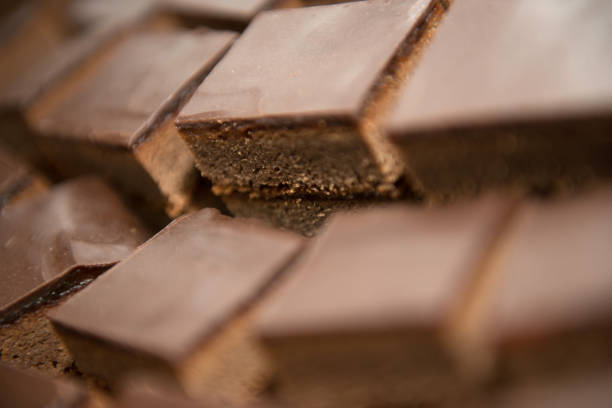 Brownie chocolate cakes background close-up;