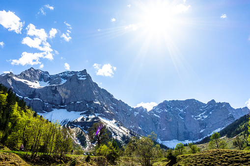 karwendel mountains in austria - small valley called engalm