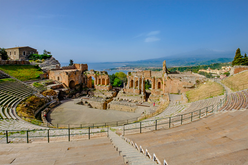 Ancient Theatre of Taormina, an ancient Greek theatre built in the 3rd century BC (Sicily, Italy)