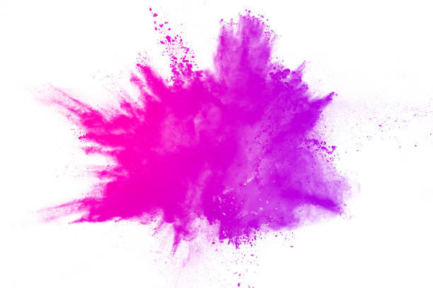 istock pink particles explosion on white background. Colorful dust splatter on white background. 980215572