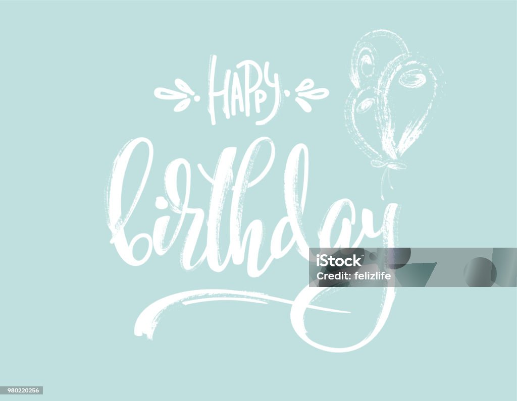 hand drawing lettering "happy birthday" for design card, postcard, flyer, poster lettering "happy birthday" Paintbrush stock vector