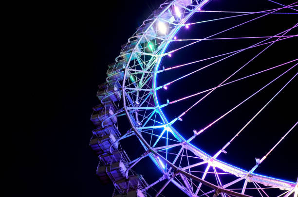 istock Big ferris wheel with festive blue illumination 980232064