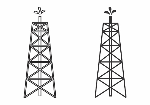 Illustration of oil towers on white background