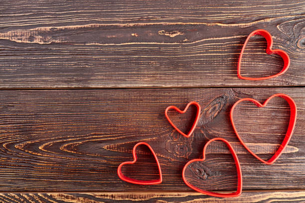 istock Set of red plastic heart shapes. 980232758