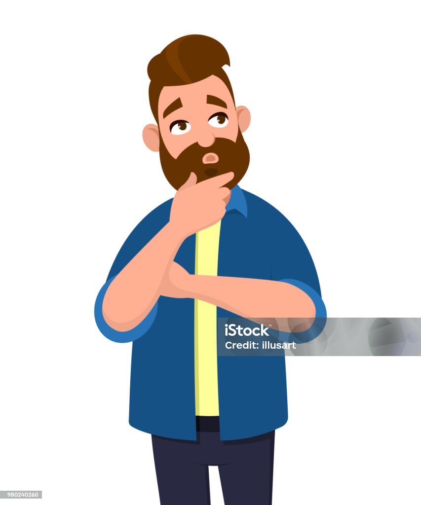Man Thinking Oh Oops Question Doubt Expression Cartoon Style Illustration  Character Illustrations New Idea Thinking Concept Stock Illustration -  Download Image Now - iStock