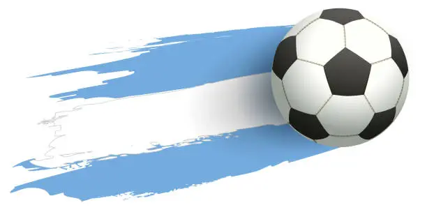 Vector illustration of Soccer ball fly background flag of Argentina