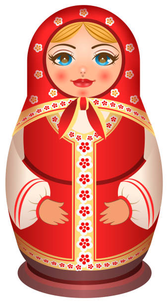 전통적인 국립 그린 러시아 인형의 나무 - russian culture traditional culture souvenir folk music stock illustrations