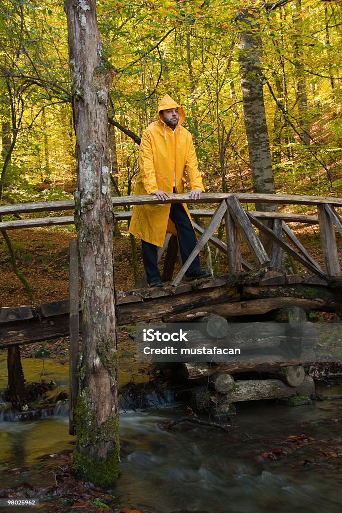 Yellow raincoat  Color Image Stock Photo