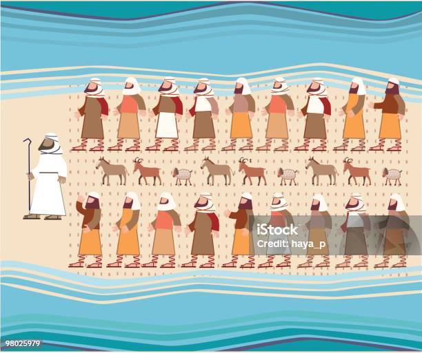 パーツ Jews を散歩し紅海パスオーバー過越しのイラストレーション - 過ぎ越しの祭りのベクターアート素材や画像を多数ご用意 - 過ぎ越しの祭り, 旧約聖書の人物 モーセ, 海
