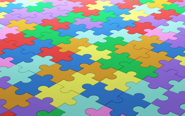 istock Colorful jigsaw puzzle pattern texture background, Close up. 3d illustration 980272846