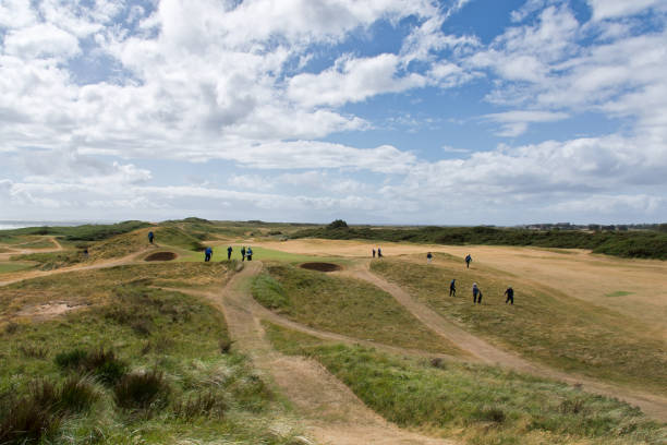 8th hole in Royal Troon seen from the tee boxes stock photo