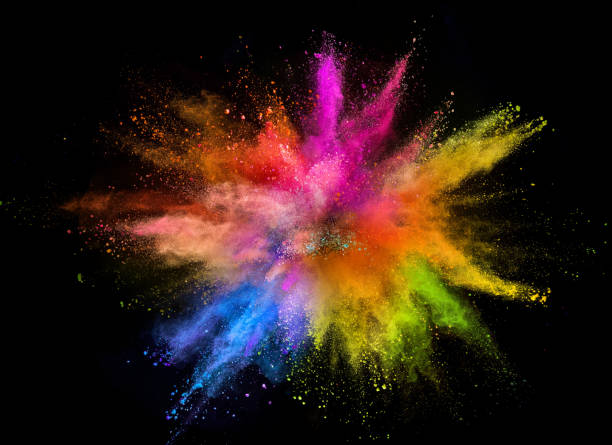 istock Colored powder explosion isolated on black background 980300200