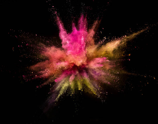 istock Colored powder explosion isolated on black background 980300462
