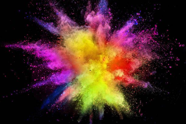 istock Colored powder explosion isolated on black background 980300530