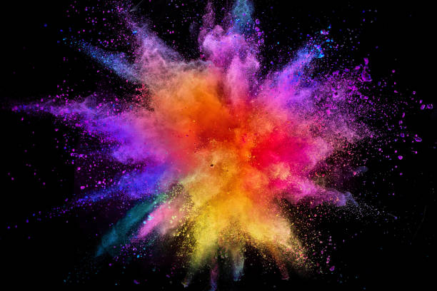 istock Colored powder explosion isolated on black background 980300590