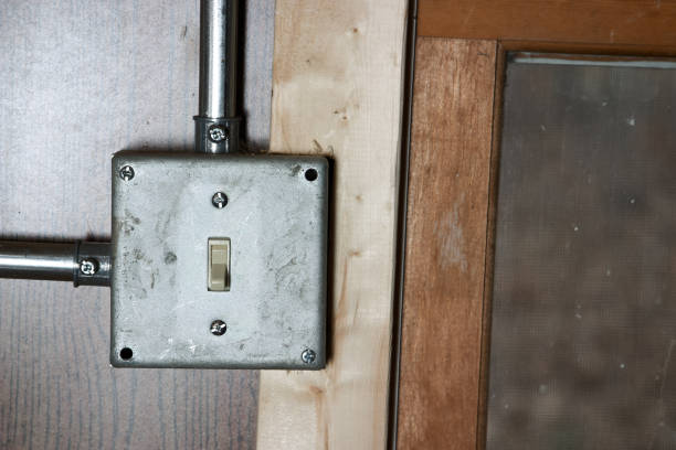 istock Grunge metal surface mounted electricity switch 980303526