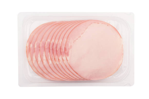fumado embalagem de filé de porco isolada no branco - airtight packing meat food - fotografias e filmes do acervo
