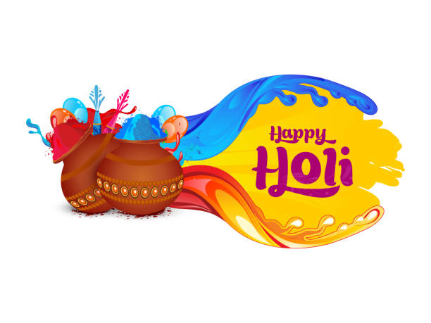 벡터 일러스트 레이 션 coloful holi dhulhandi 인도 축제의 밝아진 - 파우더 페인트 stock illustrations