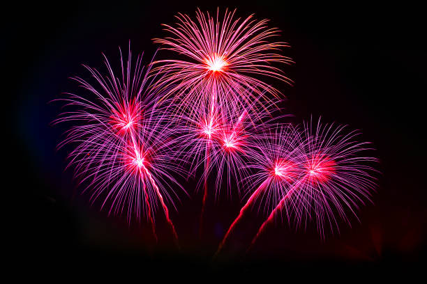 firework Abstract background,Fireworks light up the sky with dazzling display stock photo