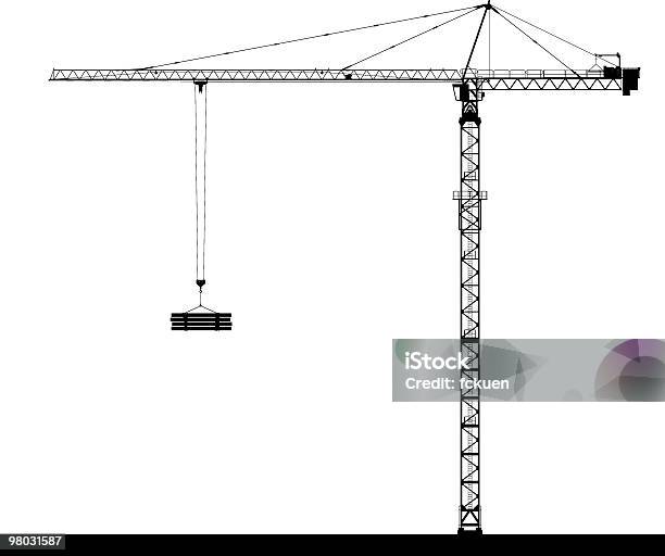 Башня Крана Вид Сбоку — стоковая векторная графика и другие изображения на тему Кран - Кран, Съёмка сбоку, В профиль
