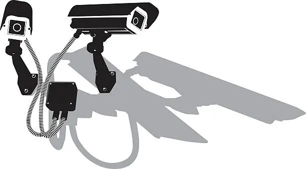 Vector illustration of twin outdoor security camera, cctv