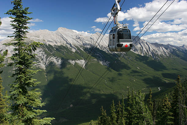funiculaire dans le parc national de banff, photo canadian rockies - banff gondola photos et images de collection