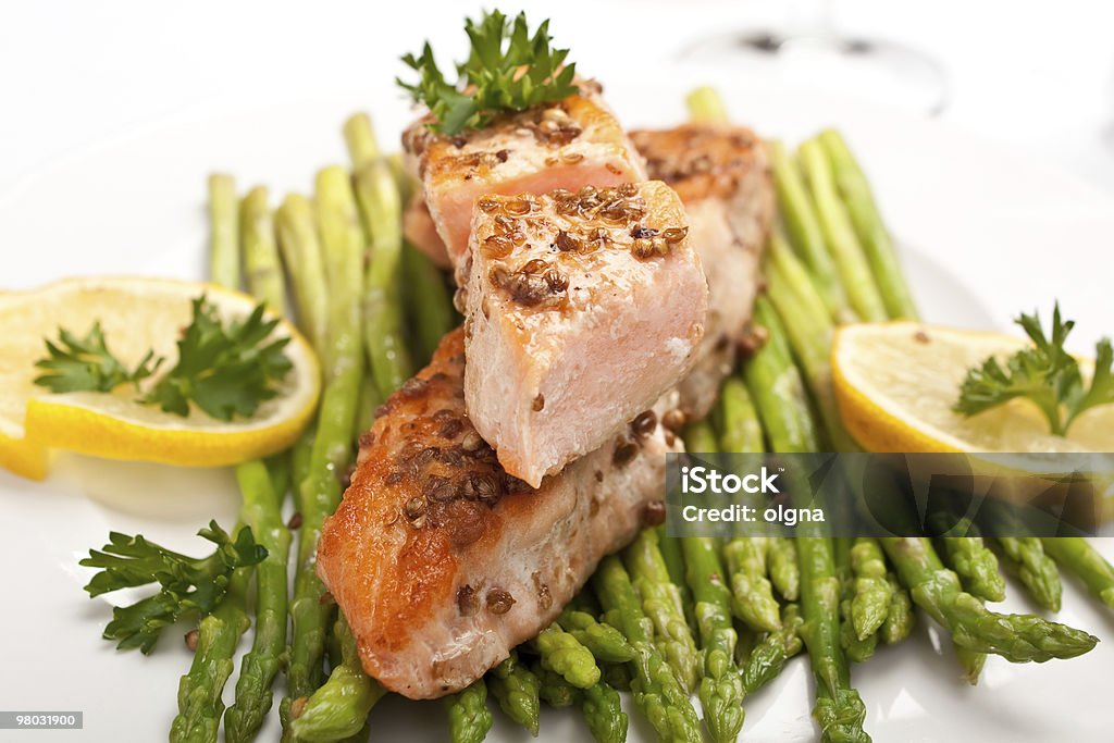 healthy salmon  Asparagus Stock Photo