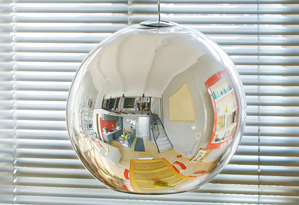 istock Spheric mirror lamp, kitchen and living-room reflected in 98032215