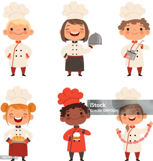 Kids Characters Prepare Food Stock Illustration - Download Image Now - Chef, Child, Cooking