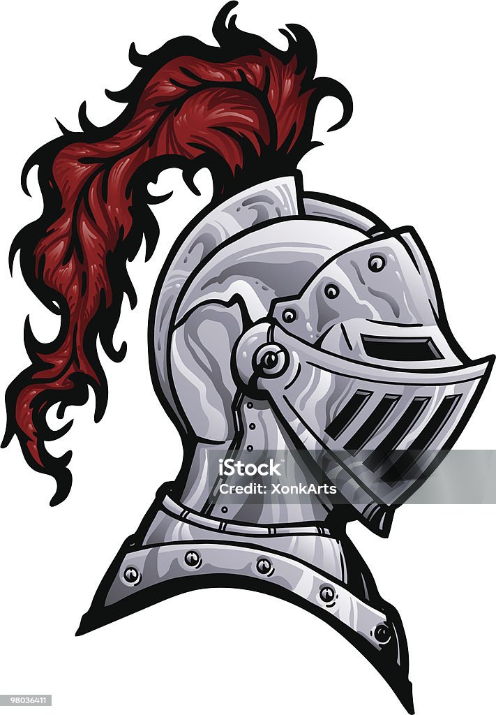 Knight Kask z Plume - Grafika wektorowa royalty-free (Rycerz)