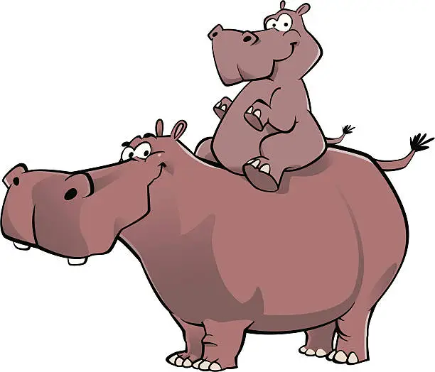 Vector illustration of Happy Hippos