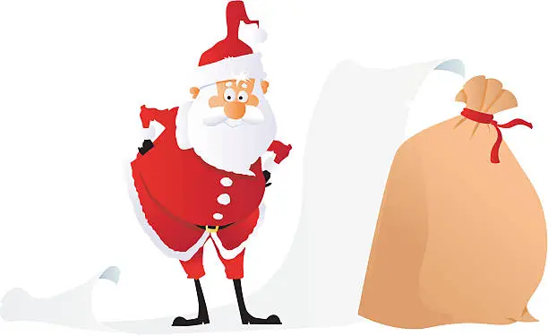 Vector illustration of Santa with a long list (to be filled)