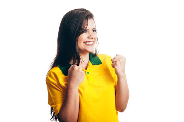 istock Brazilian soccer fan isolated on white 980368518