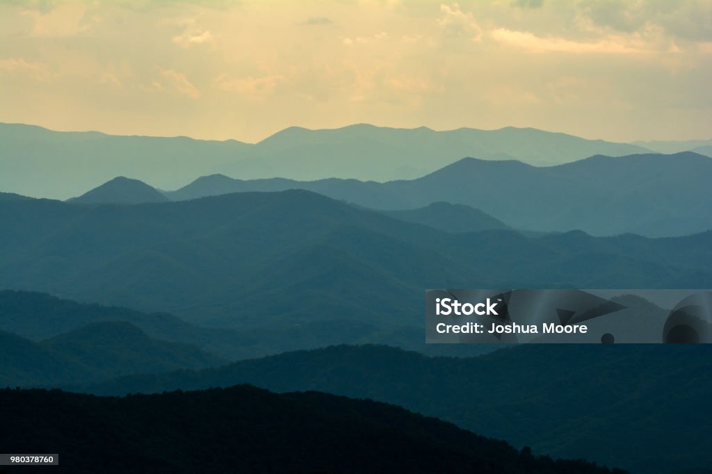 Layers of Blue Ridge Mountains Layers of Blue Ridge Mountains from the Blue Ridge Parkway in Western North Carolina. Appalachia Stock Photo