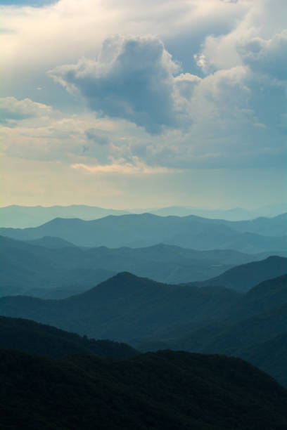 Layers of Blue Ridge Mountains from the Blue Ridge Parkway in Western North Carolina.