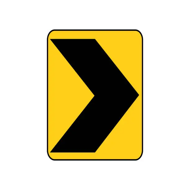 Vector illustration of USA traffic road sign. a sharp right curve or turn. vector illustration