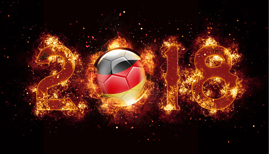 Germany soccer ball flying with flames and fire year 2018