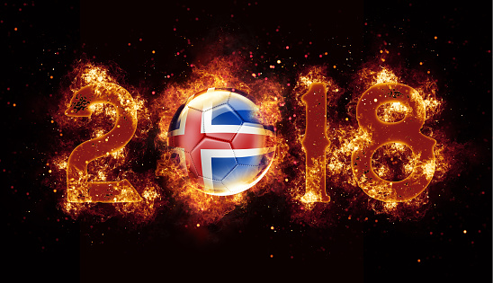 Iceland soccer ball flying with flames and fire year 2018