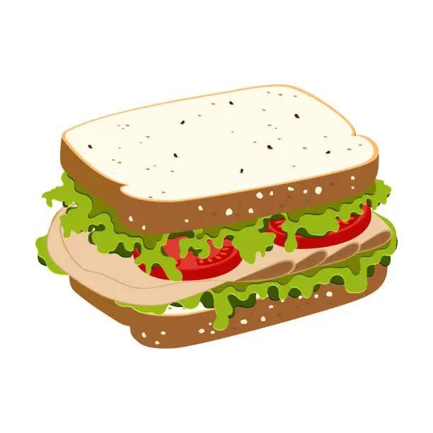Vector illustration of sandwich with ham