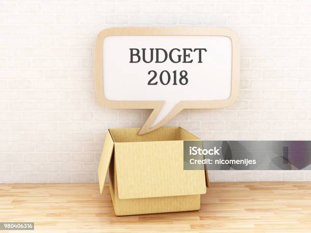 3d Speech Bubble Budget 2018 Stock Photo - Download Image Now - 2018, Accountancy, Argentina
