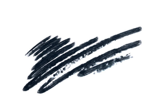 Stroke of black eye pencil isolated on white background. Zigzag strip