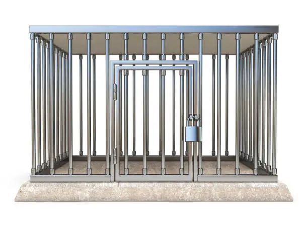 Photo of Metal cage with lock front view 3D