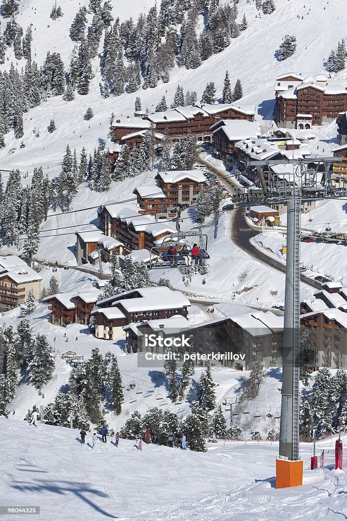 View on the alpine ski resort  La Plagne Stock Photo