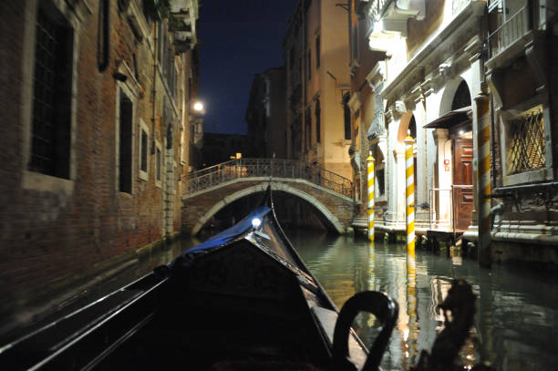 Romantic gondola ride. Enjoying beautiful scenery.