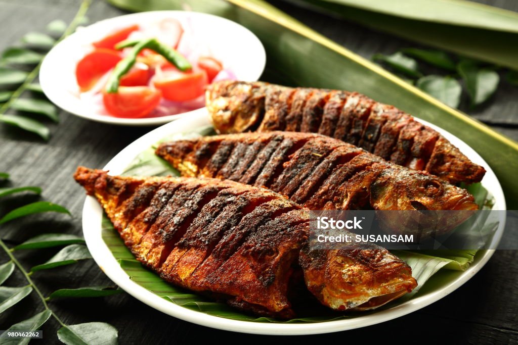 Tasty grilled fish. Grilled fish with spices ,Indian cuisine, Fish Stock Photo