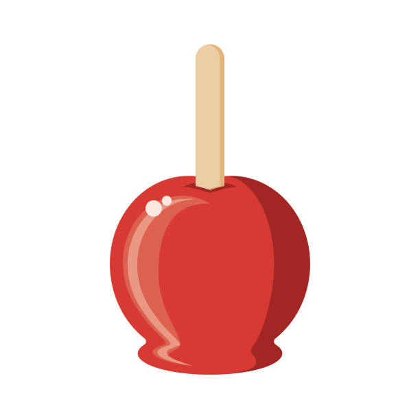 illustrations, cliparts, dessins animés et icônes de candy apple design plat dessert icône - taffy