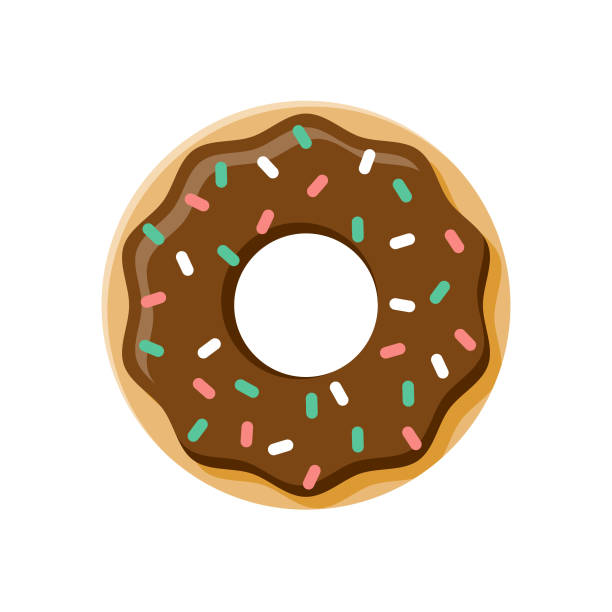 illustrazioni stock, clip art, cartoni animati e icone di tendenza di icona dessert donut flat design - bombolone