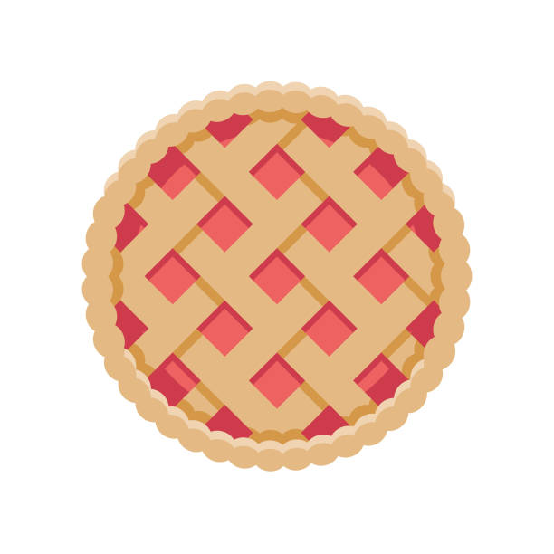 ilustrações, clipart, desenhos animados e ícones de ícone de sobremesa torta design plano - apple pie baked pastry crust apple